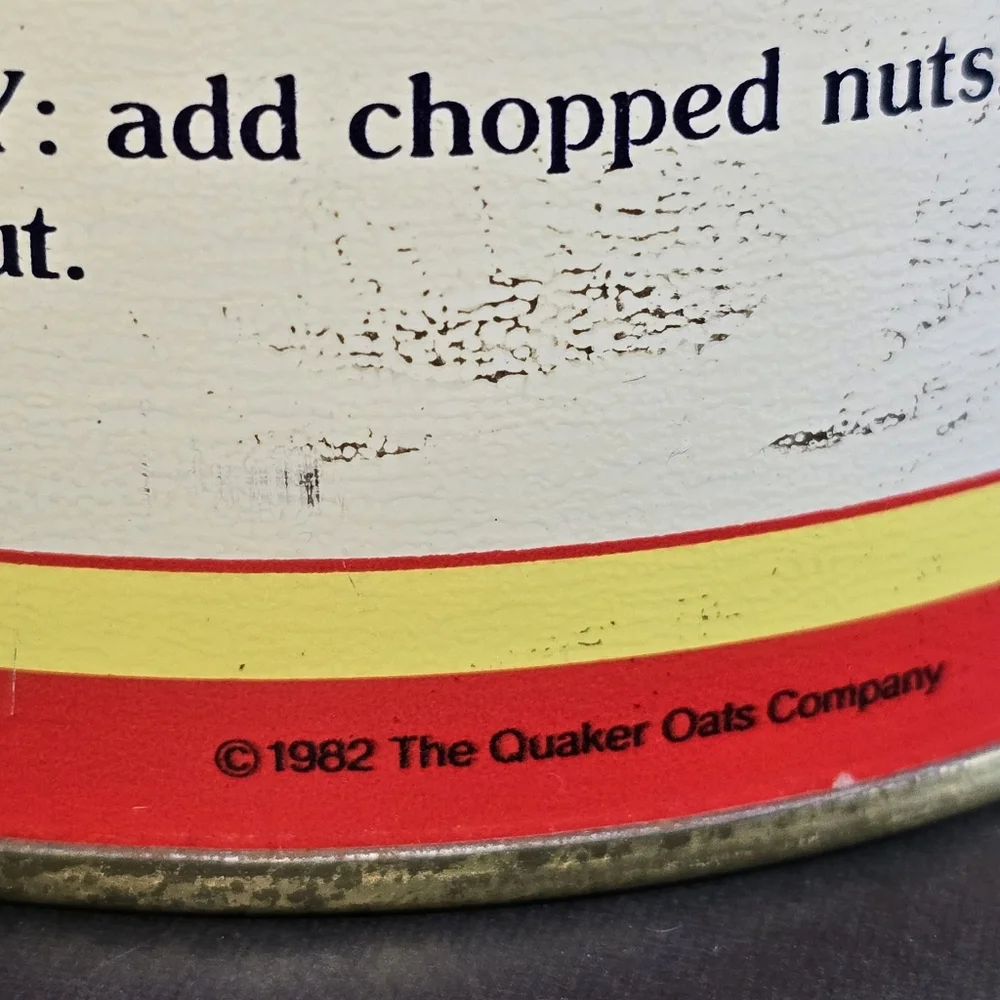 Vintage 1982 Old Fashioned Quaker Oats Tin Can Collector's Limited Edition